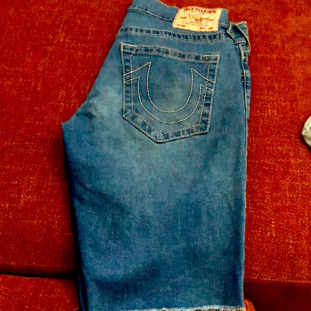 True Religion Blue Relaxed Jeans with Distressed Look